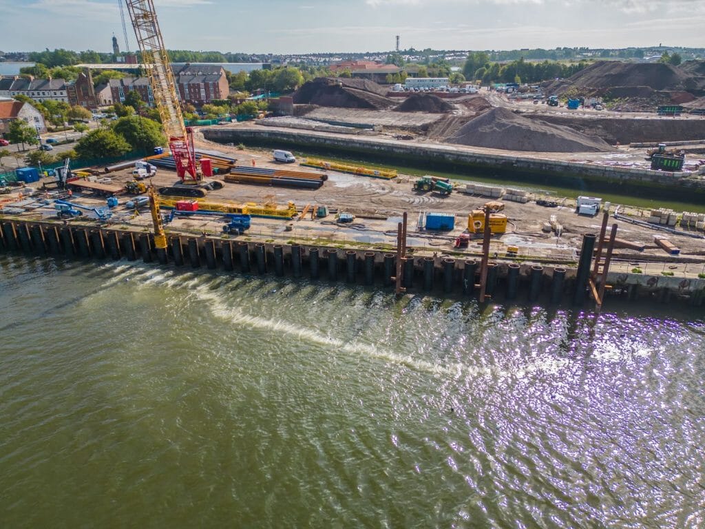International gold awards for technology protecting salmon during dock redevelopment 38 South Shields Bubble Curtain, John F Hunt Regeneration. Credit LCM Media
